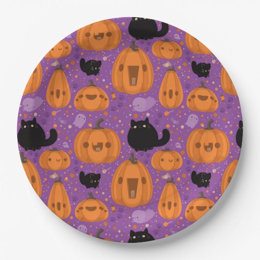 Halloween Paper Teller/Black Cats Pappteller (Vorderseite)