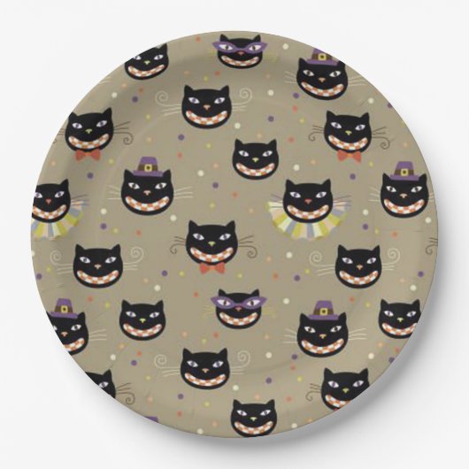 Halloween Paper Teller/Funny Black Cats Pappteller (Vorderseite)