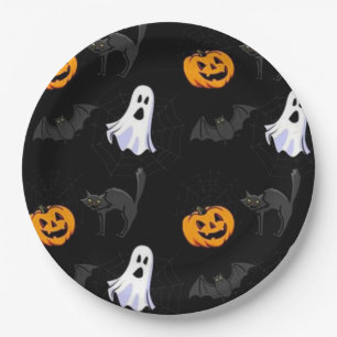 Halloween Paper Teller/Geist, Pumpkins und Flederm Pappteller