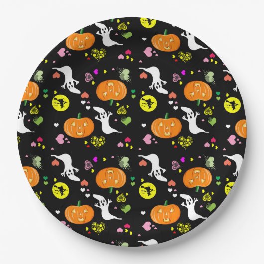 Halloween Paper Teller/Hexen, Geist, Pumpkins Pappteller (Vorderseite)