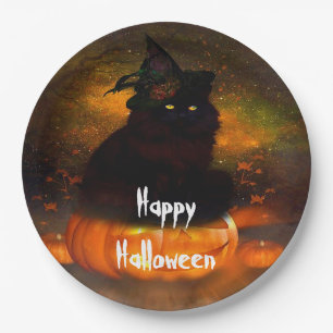 Halloween Paper Teller/Hübsch Black Cat Pappteller