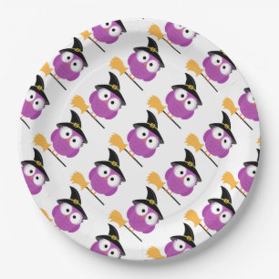 Halloween Paper Teller/Owl mit Hexenhut und Br Pappteller