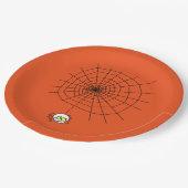 Halloween Paper Teller/Spider und Web auf Orange Pappteller (Schrägansicht)