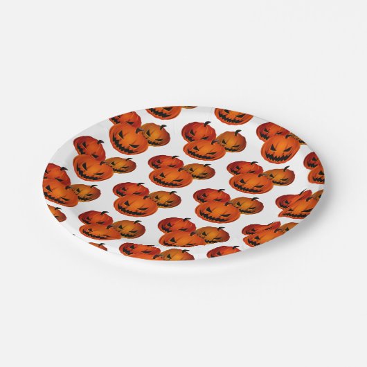 Halloween Paper Tellers Beängstigende Pumpkins Pappteller (Schrägansicht)
