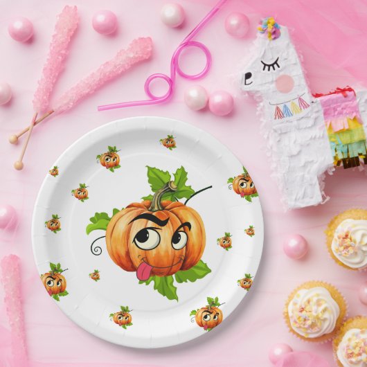 Halloween Paper Tellers - Funny Pumpkin Face Pappteller (Party)