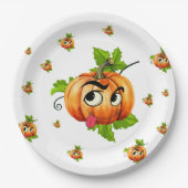 Halloween Paper Tellers - Funny Pumpkin Face Pappteller (Vorderseite)