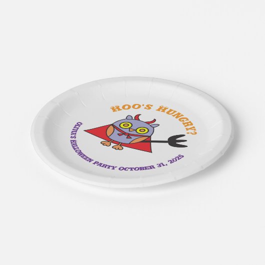 Halloween Paper Tellers Owl Devil Design Pappteller (Schrägansicht)