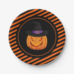 Halloween Paper Tellers-Pumpkin Hexe Pappteller