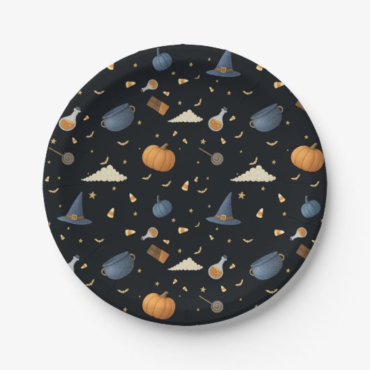 Halloween Paper Tellers — Pumpkins, Kauldronen und Pappteller (Vorderseite)