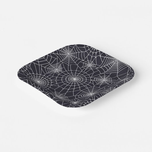 Halloween Paper Tellers-Spider Webs Pappteller (Gewinkelt)
