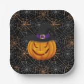 Halloween Paper Tellers-Spider Webs & Pumpkin Pappteller (Vorderseite)