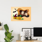 Halloween Papercut Friedhof Ghosts Poster (Heimbüro)