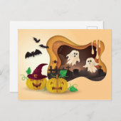 Halloween Papercut Friedhof Ghosts Postkarte (Vorne/Hinten)