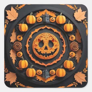 Halloween Papercut Mandala Quadratischer Aufkleber