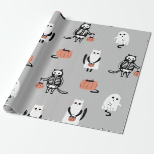 Halloween-Papier für die Trick-oder-Treaterkatze Geschenkpapier