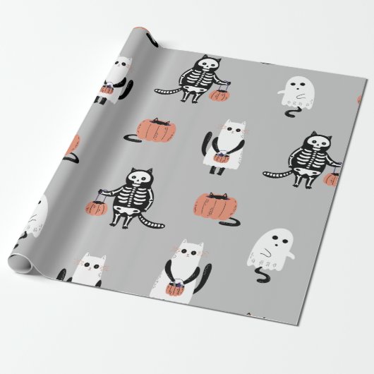 Halloween-Papier für die Trick-oder-Treaterkatze Geschenkpapier (Ungerollt)