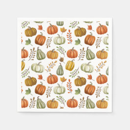 Halloween-Papier-Serviette mit Kürbissen - Weiß Serviette
