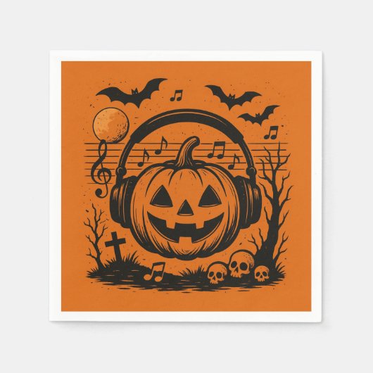 Halloween-Papier-Servietten mit Musik Serviette (Vorderseite)
