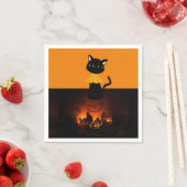 Halloween-Papier-Servietten, schwarze Katze Serviette (Beispiel)