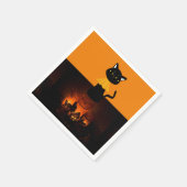 Halloween-Papier-Servietten, schwarze Katze Serviette (Ecke)