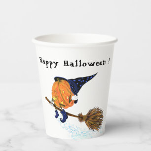 Halloween-Papierbecher Hexe Kürbis Fliegend - Lust Pappbecher
