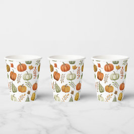 Halloween-Papierbecher mit Kürbissen - Weiß Pappbecher