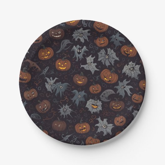 Halloween-Papierplatte (dunkel) Pappteller (Vorderseite)