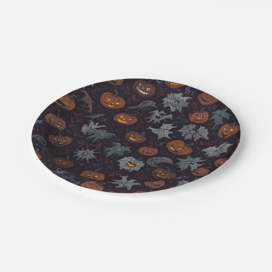 Halloween-Papierplatte (dunkel) Pappteller (Schrägansicht)