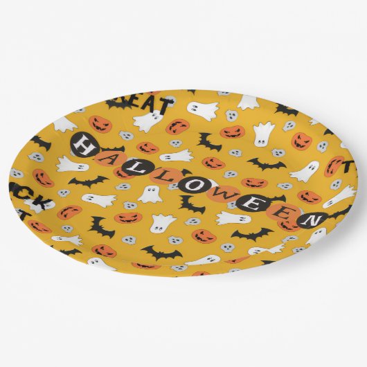 Halloween-Papierplatte Pappteller (Schrägansicht)