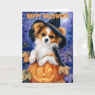 Halloween Papillon Hund Feiertagskarte