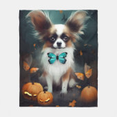 Halloween Papillon mit Kürbissen Gruselig Fleecedecke (Vorderseite)