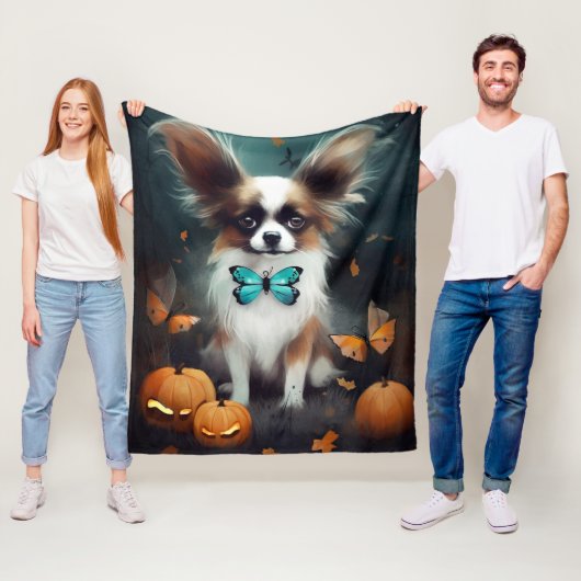Halloween Papillon mit Pumpkins Beängstigend Fleecedecke (Beispiel)