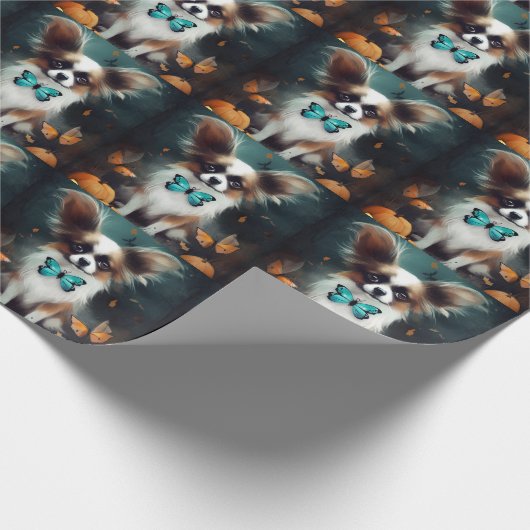 Halloween Papillon mit Pumpkins Beängstigend Geschenkpapier (Ecke)