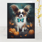 Halloween Papillon mit Pumpkins Beängstigend Karte (Gelbe Blume)