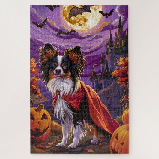 Halloween Papillon Vampir-Kürbisse Gruselig Puzzle (Vertikal)