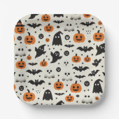 Halloween Pappteller mit Kürbissen und Geistern (Vorderseite)