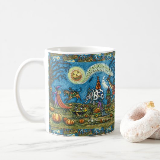 HALLOWEEN PARADE Hexe Giraffe Bear Zebra Skellies Kaffeetasse (Mit Donut)