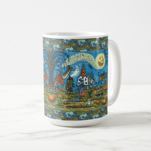 HALLOWEEN PARADE Hexe Giraffe Bear Zebra Skellies Kaffeetasse (VorderseiteRechts)