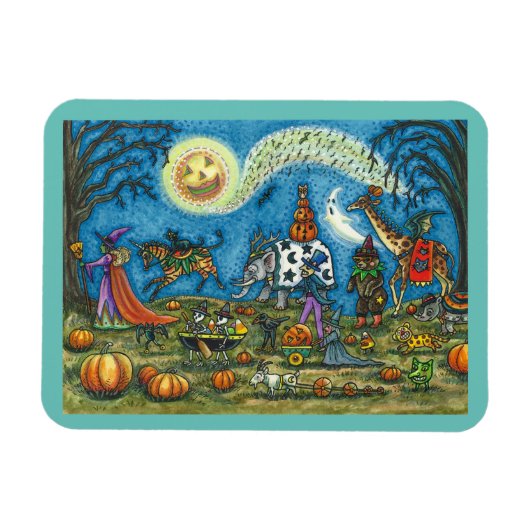 HALLOWEEN PARADE Hexe Giraffe Bear Zebra Skellies Magnet (Horizontal)