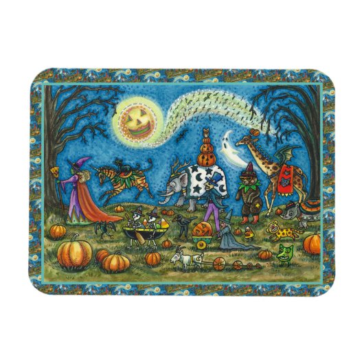 HALLOWEEN PARADE Hexe Giraffe Bear Zebra Skellies Magnet (Horizontal)