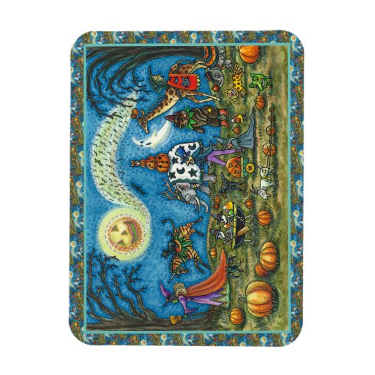 HALLOWEEN PARADE Hexe Giraffe Bear Zebra Skellies Magnet (Vertikal)