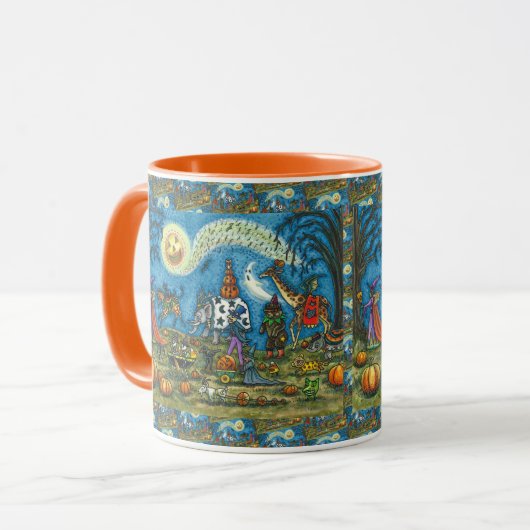 HALLOWEEN PARADE Hexe Giraffe Bear Zebra Skellies Tasse (Vorderseite Links)