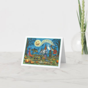 HALLOWEEN PARADE Hexe Giraffe Zebra Skelly BLANK Feiertagskarte