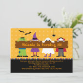 Halloween Parade Kostüm Geburtstagsparty Einladung (Stehend Vorderseite)