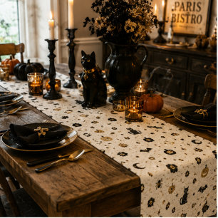 Halloween Pariser Bistromosaik Vintage Gothic  Kurzer Tischläufer
