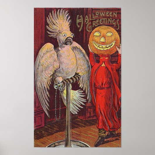 Halloween Parrot und Pumpkin Poster (Vorne)