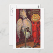Halloween Parrot und Pumpkin Postkarte (Vorne/Hinten)