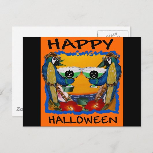 HALLOWEEN PARROTS POSTKARTE (Vorne/Hinten)