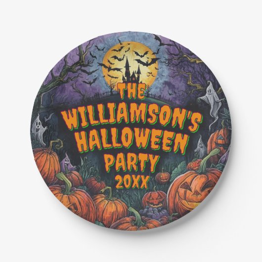 Halloween-Party 7 hinzufügen" Pappteller (Vorderseite)