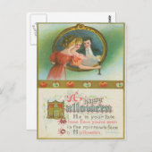 Halloween-Party Äpfel Divination Vintag Postkarte (Vorne/Hinten)